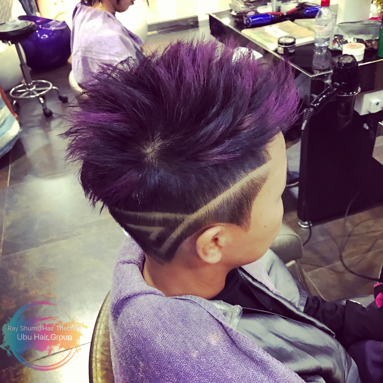 髮型作品參考:Hair tattoo+purple color