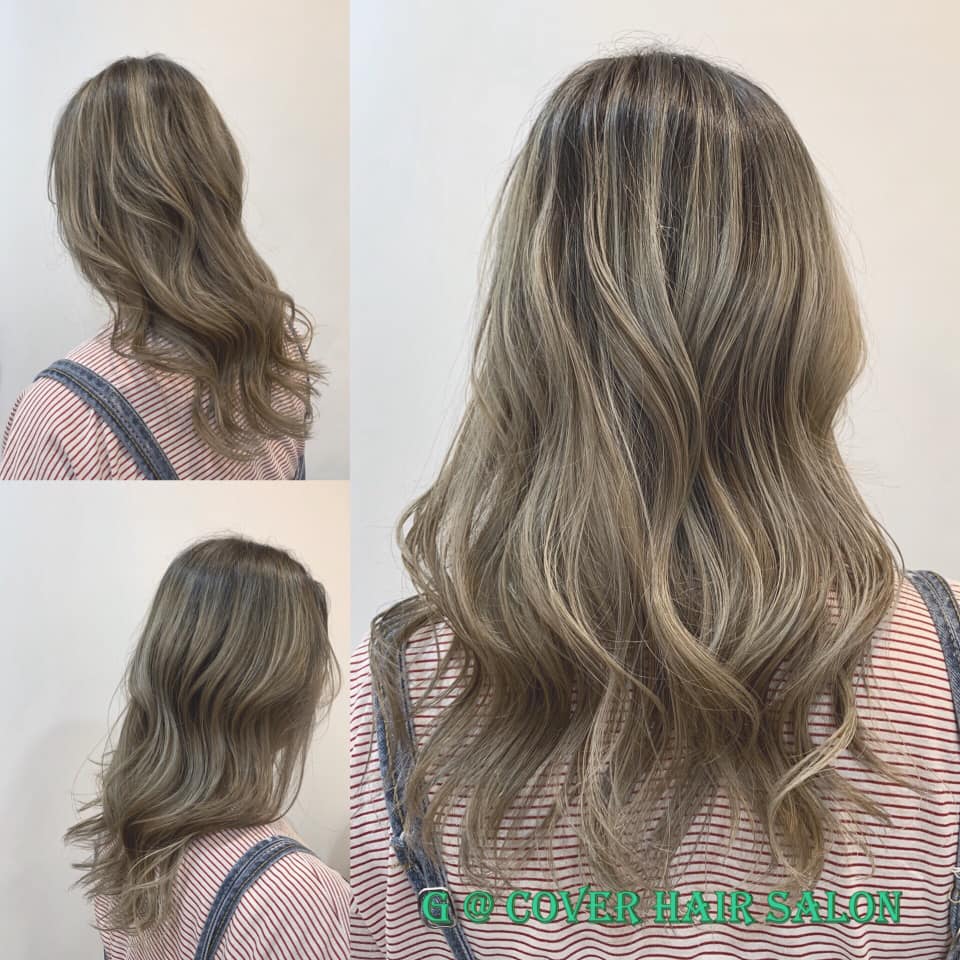 髮型作品參考:Ash Blonde Balayage (歐美灰金漸層染)